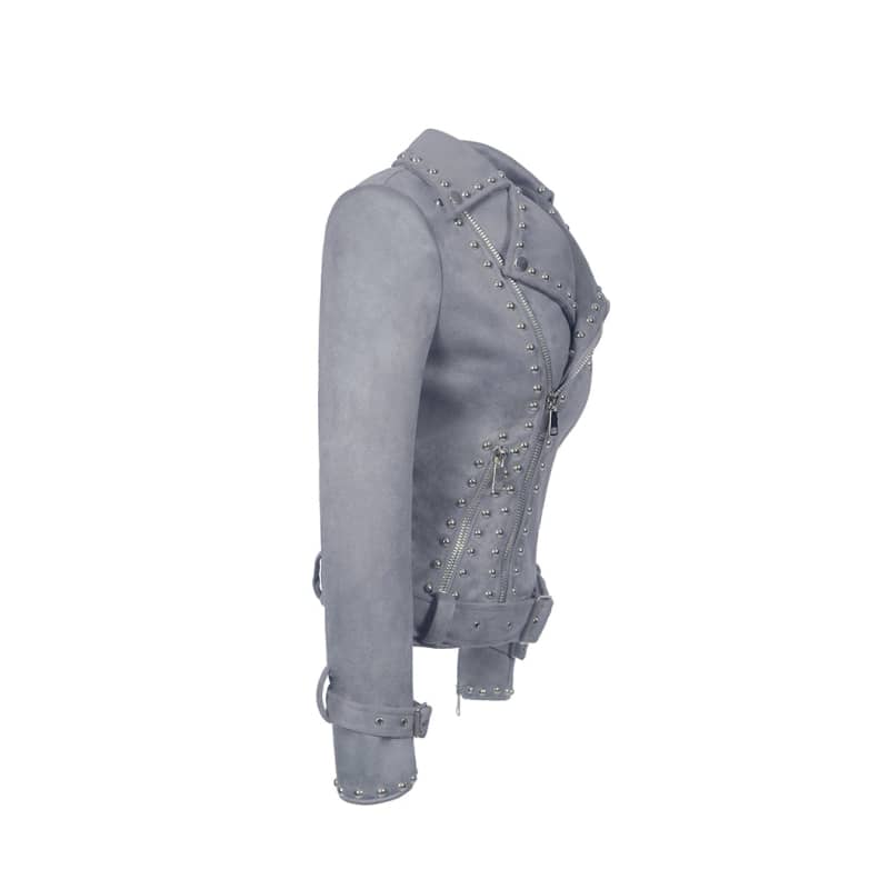 Veste Biker Femme Grise