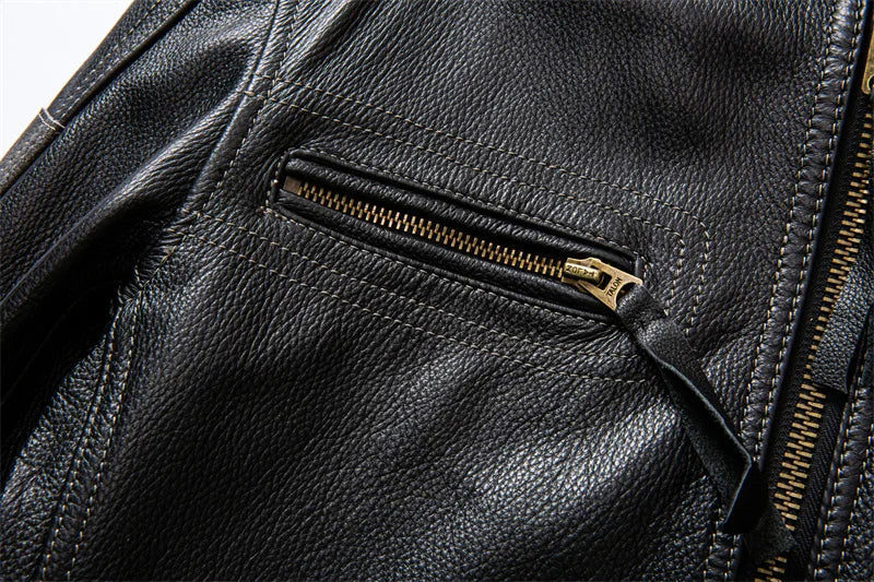 Blouson en Cuir de Vachette pour Motard et Biker