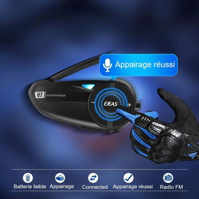 Intercom Moto Bluetooth avec Commande Guidon