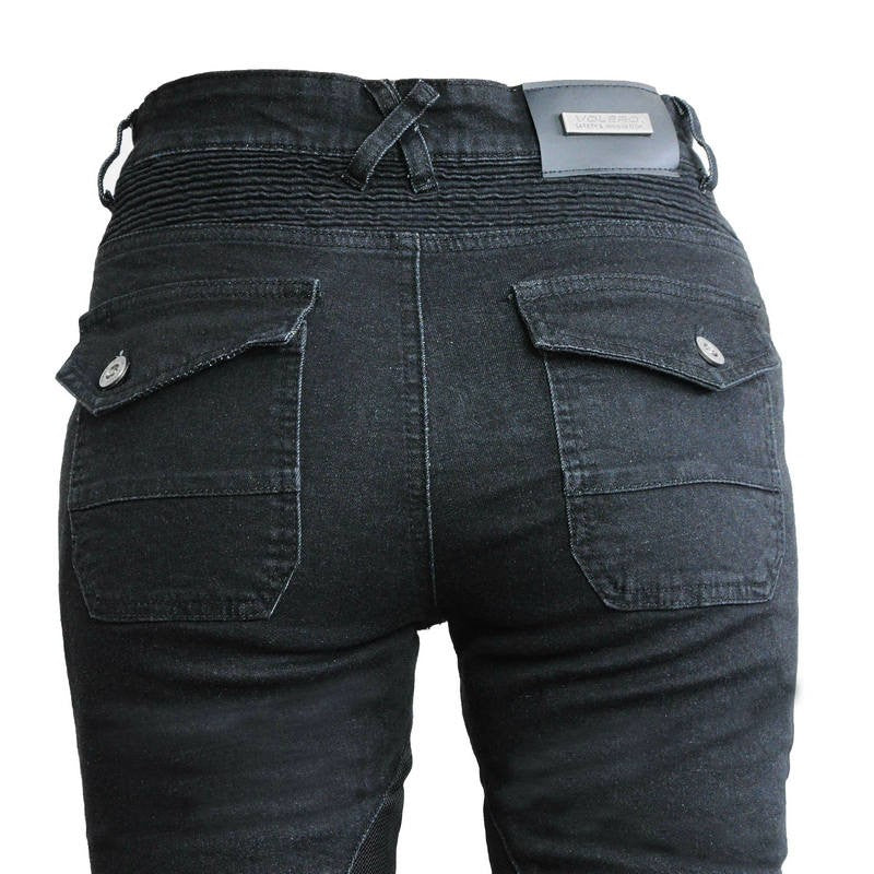 Jean de Moto Noir pour Femme