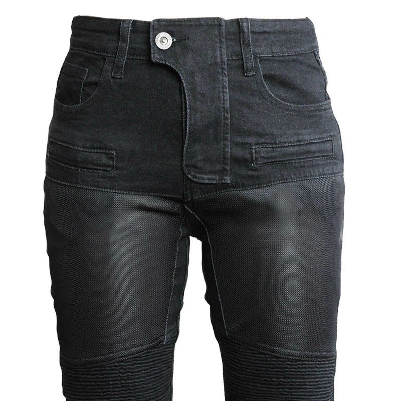 Jean de Moto Noir pour Femme