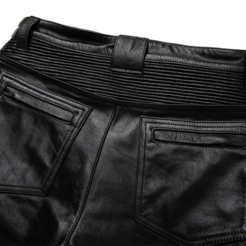 Pantalon de Moto en Cuir Noir pour Biker