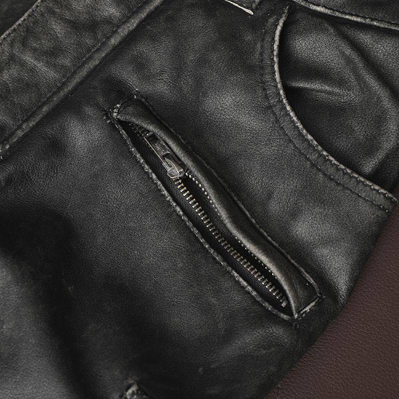 Pantalon de Moto Vintage en Cuir