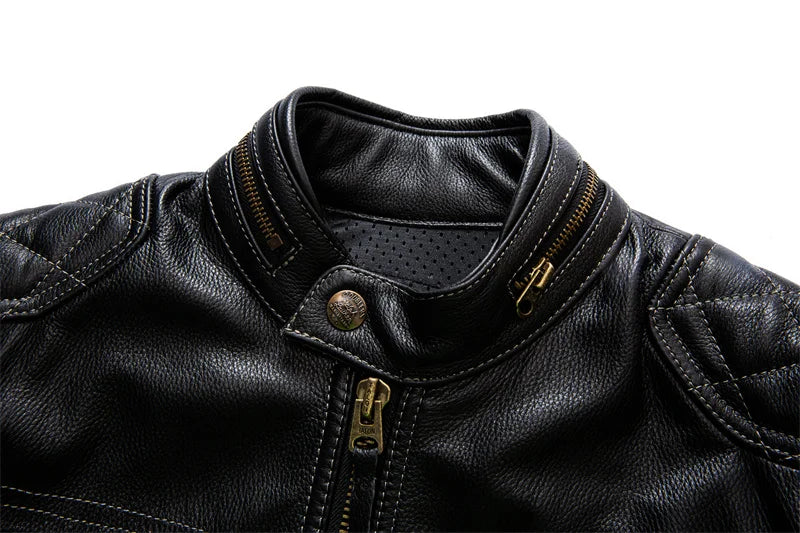 Blouson en Cuir de Vachette pour Motard et Biker