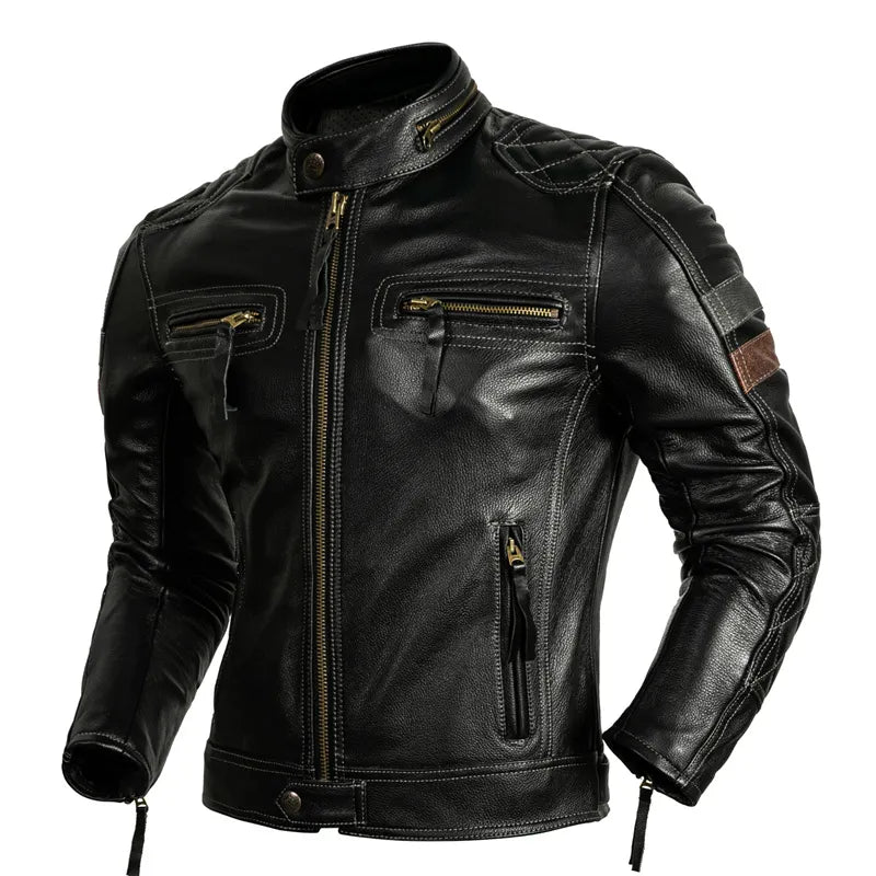 Blouson en Cuir de Vachette pour Motard et Biker