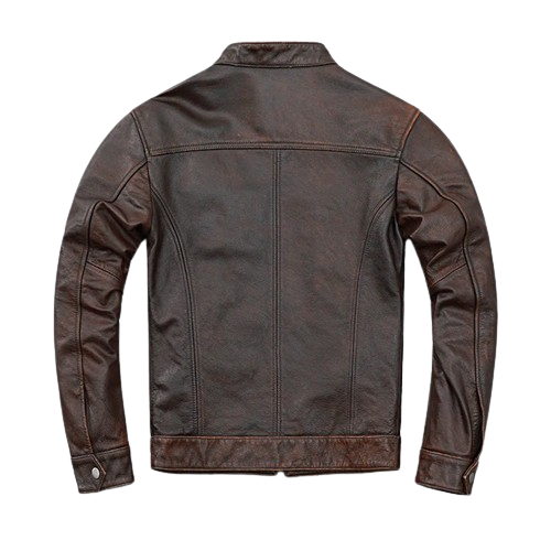 Blouson en cuir marron pour homme