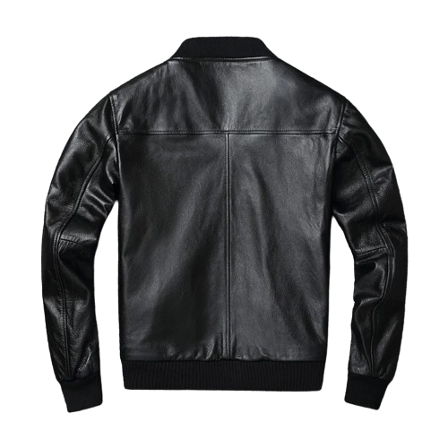 Blouson en Cuir Noir pour Homme