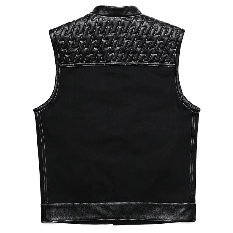 Gilet SOA Cuir et Tissu pour Biker