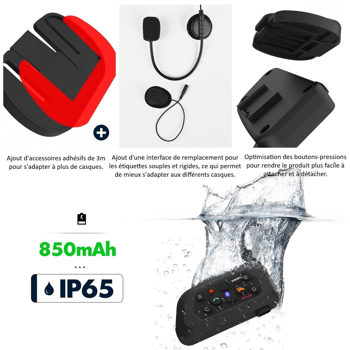 Intercom Bluetooth Moto V6 Plus 1200M 6 Motards