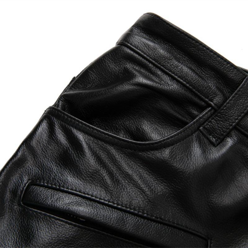 Pantalon de Moto en Cuir Noir pour Biker