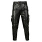 Pantalon de Moto en Cuir Noir pour Biker