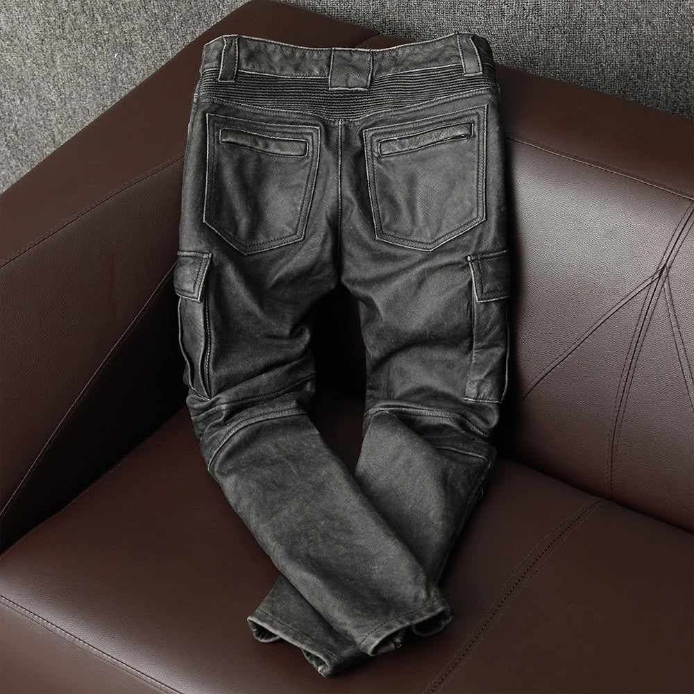 Pantalon de Moto Vintage en Cuir