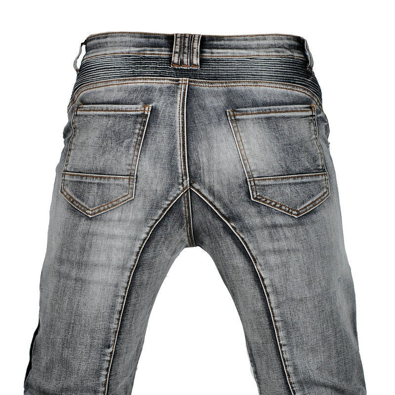 Pantalon en Jean de Moto Gris avec Doublure Kevlar