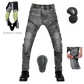 Pantalon en Jean de Moto Gris avec Doublure Kevlar
