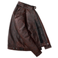 Veste Biker Marron en Cuir de Vachette Vintage