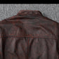 Veste Biker Marron en Cuir de Vachette Vintage