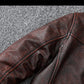 Veste Biker Marron en Cuir de Vachette Vintage