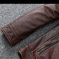 Veste Biker Marron en Cuir de Vachette Vintage