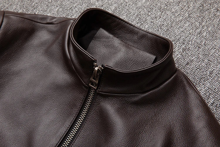 Veste en Cuir Homme Marron Vintage