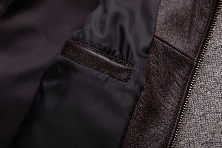 Veste en Cuir Homme Marron Vintage