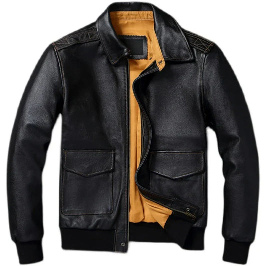 Veste en Cuir pour Homme Type Pilote Militaire