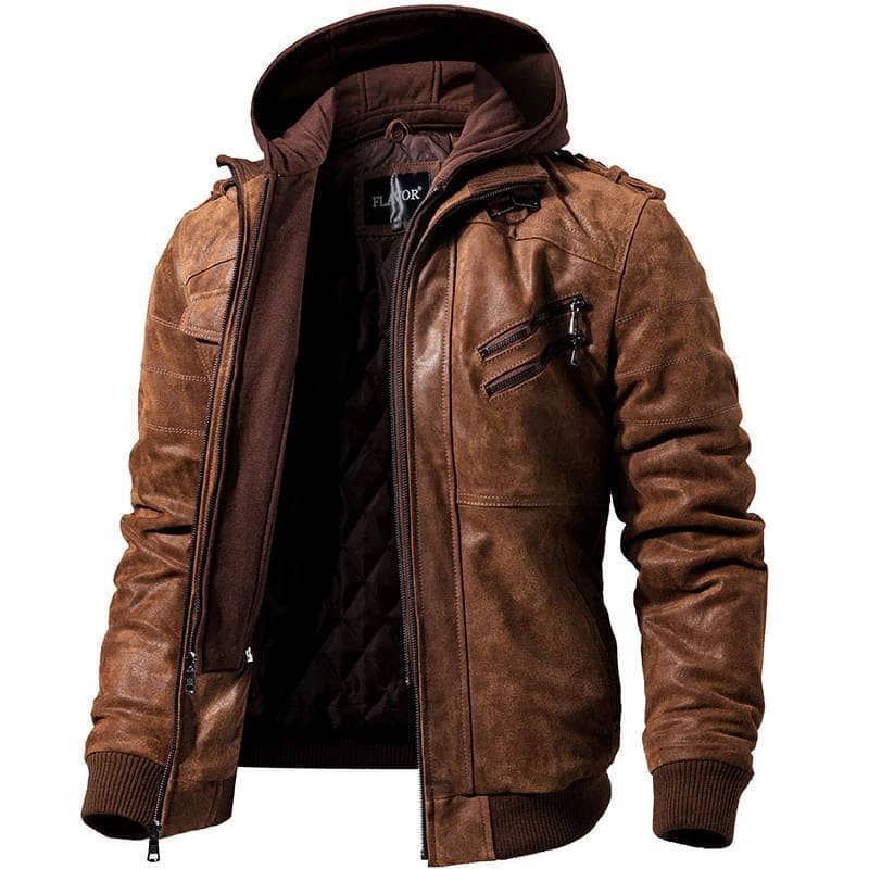 Blouson Biker Homme à Capuche