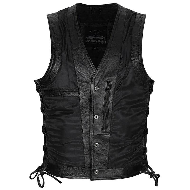 Gilet Cuir Biker - Live Fast