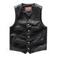 Gilet Biker sans Manche en Cuir Vieilli