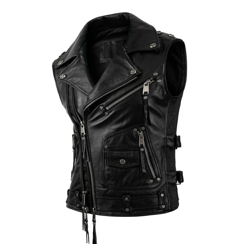 Gilet Cuir Biker - Ride Free