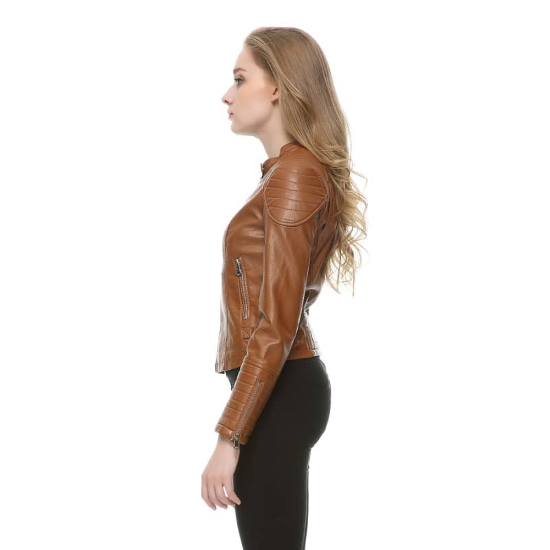 Veste Biker Marron Femme