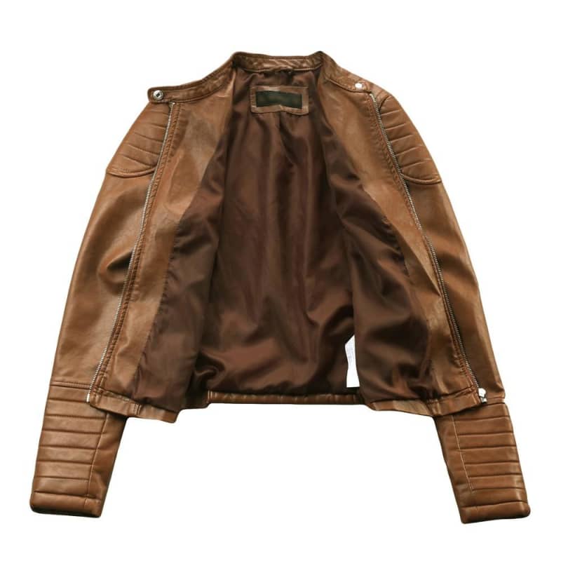 Veste Biker Marron Femme