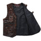 Gilet  Biker sans Manche en Cuir Marron