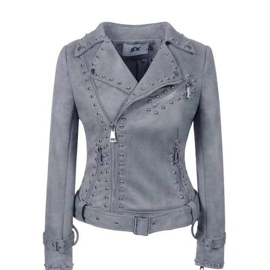 Veste Biker Femme Grise