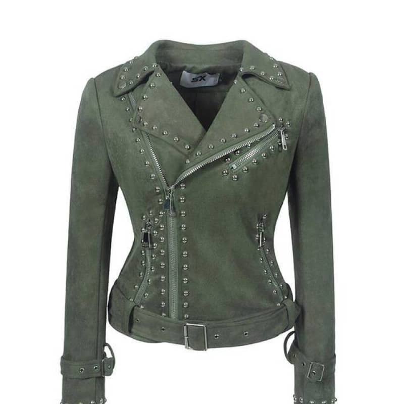 Veste Biker Femme Verte