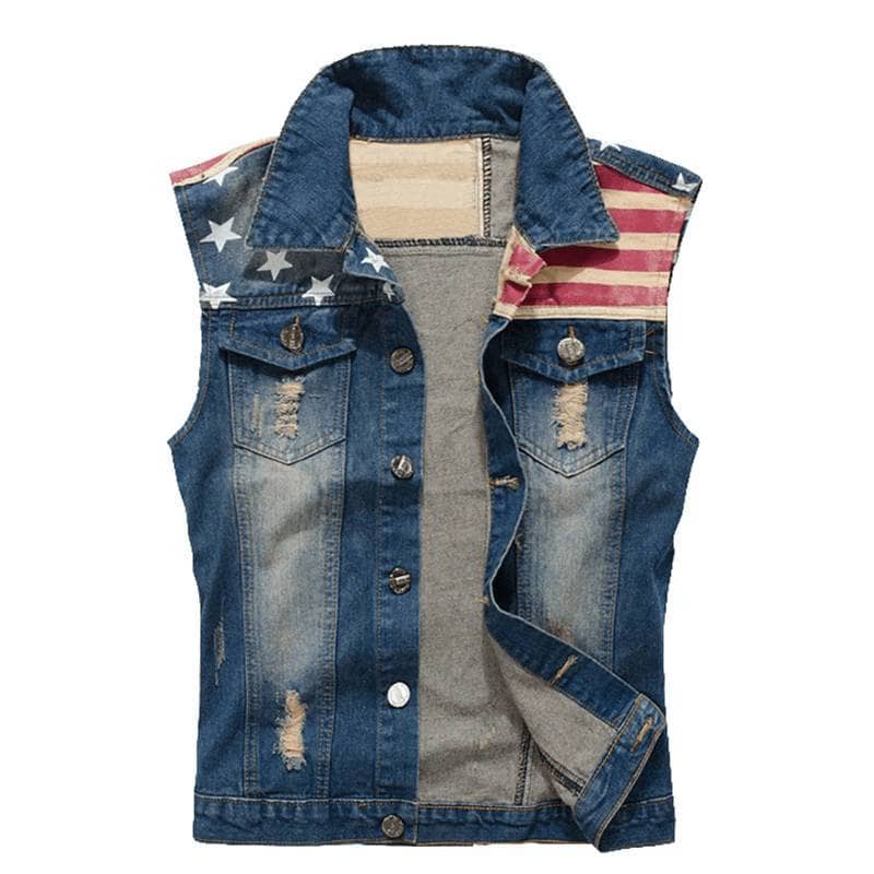 Gilet Jean Biker - Drapeau Américain